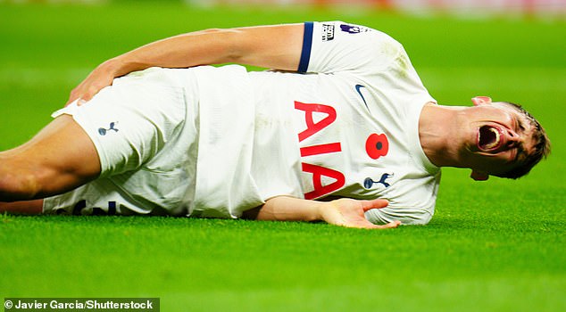 Tottenham's nightmare in north London continued as influential summer signings James Maddison and Micky van de Ven (above) limped off with injuries in the second half.