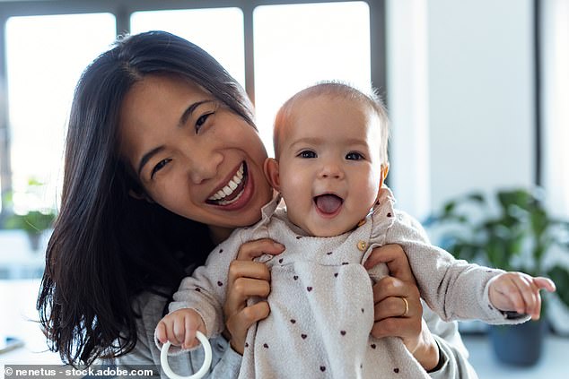 Mothers increased the time they spend caring for children by 68 percent, from about an hour and a half each day in 1961 to 2 hours and 42 minutes in 2015 (stock photo)