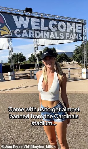 The couple was not banned from State Farm Stadium in Arizona, where the Cardinals play