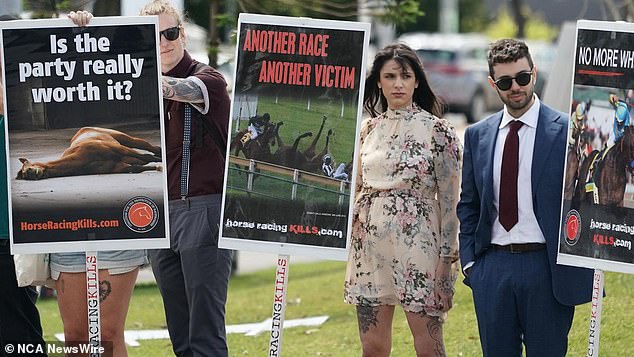 Animal rights and pro-Palestinian activists protested Melbourne Cup day, forcing police to divert traffic outside the carnival as attendees worked to reach the venue