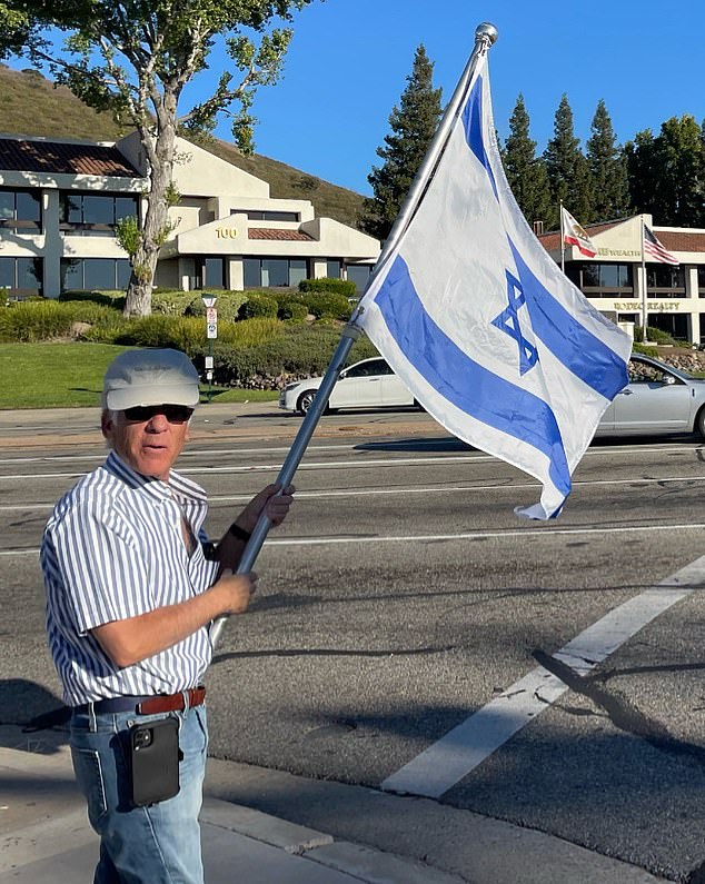 A witness says they saw 69-year-old Paul Kessler, pictured here, waving an Israeli flag before being accosted by a pro-Palestinian demonstrator during Sunday's protest in Thousand Oaks.