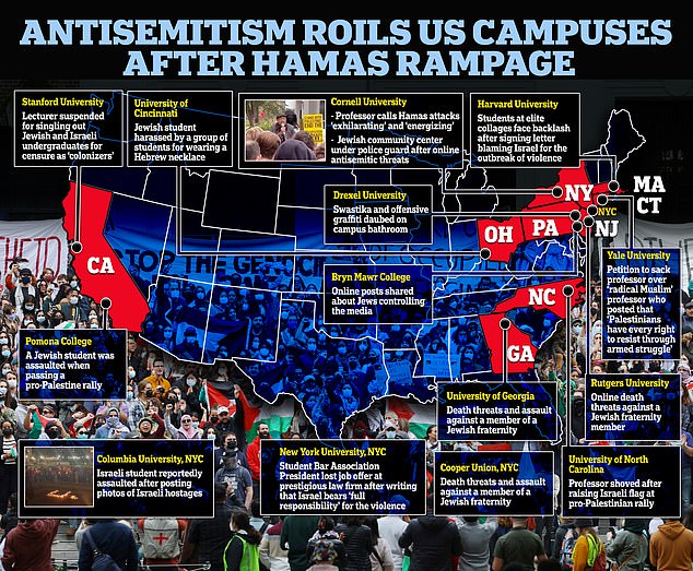 Since the Hamas attacks and subsequent conflict, nearly 100 incidents of anti-Semitic violence or intimidation have been recorded at American colleges and universities.