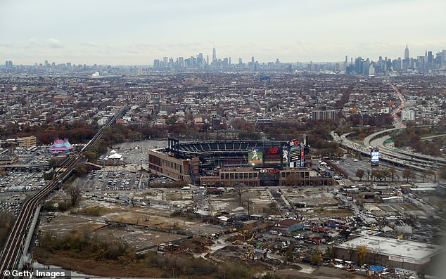 An aerial view of CitiField in Queens, photographed on November 10, 2018