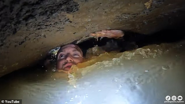 The influencers – who post their caving under the pseudonym Underground Explorers – are seen swimming in an almost completely flooded section of the cave before going under, losing their all-important air pocket.