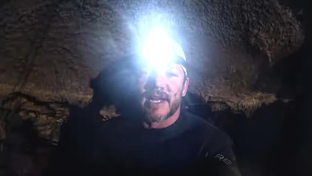 According to the duo's social media, they've been documenting their exploits for over a year – and their interests were piqued by the unexplored cave system on the ranch that was recently picked up by fellow influencer Matt Carriker (seen here, also on the expedition).  )