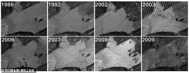 The Hagen Bræ Ice Shelf went from being relatively stable in the 1980s to completely collapsing, after starting to lose mass in the 2000s.