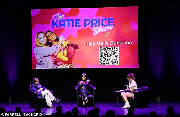 In full swing: She was joined by her sister Sophie (right) and other guests for the live podcast tour show