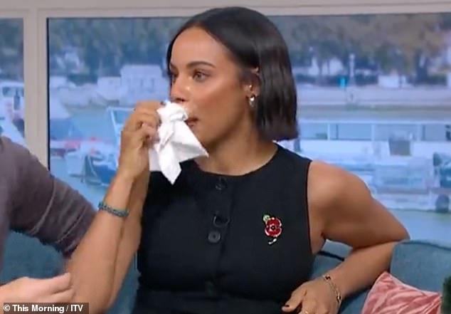 Emotional: Earlier in the show, Rochelle was in tears during a heartbreaking performance by Harry Mills, nine