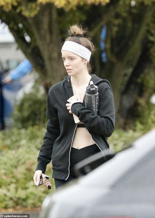 Sweaty session: The reality star looked dejected as she walked through the car park after her sweaty gym session