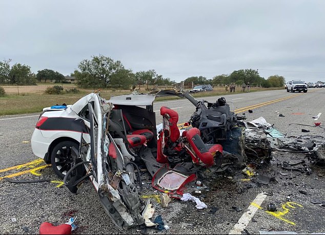 That car, a white Honda that lay crushed after the incident, eluded arrest by the Zavala County Sherriff's Office when it passed an 18-wheeler in a restricted zone and collided with the Americans' SUV.