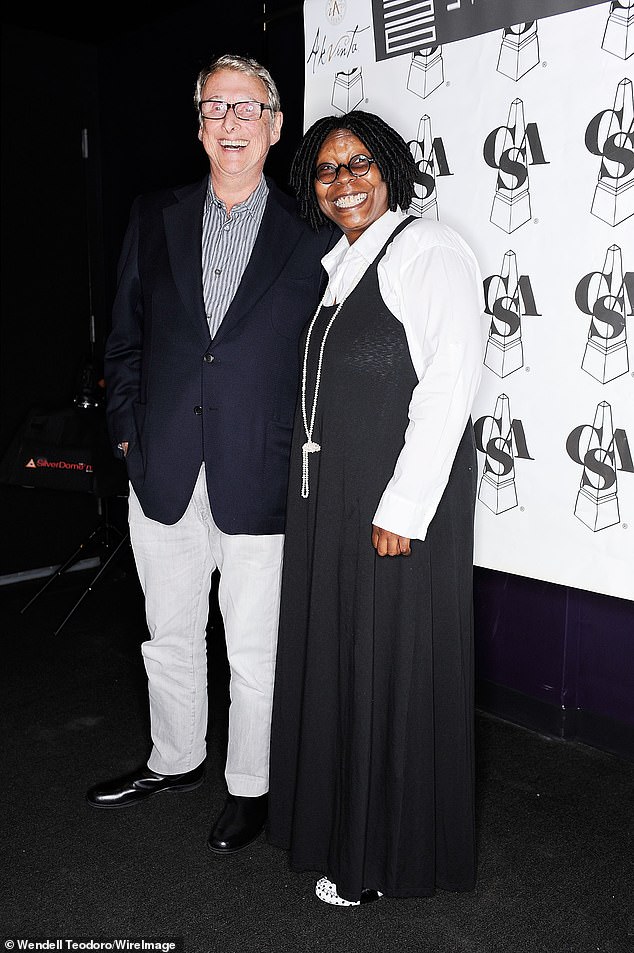 Backstory: Whoopi – who grew up in a public housing project – worked as a waitress, bank teller, mortuary cosmetologist and bricklayer before being discovered by director Mike Nichols (L, pictured in 2011) after attending her 1983 one-woman show