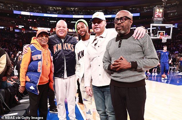 Spike Lee, Victor Cruz, Fat Joe and Donnell Rawlings (L-R) attended the match