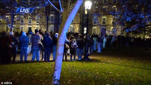 After the group was asked to leave the building, they called on other students to gather outside the building and support them