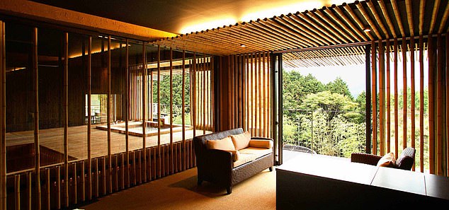 In Hakone, Gareth is staying at Kinotaki Sengokuhara (pictured), a traditional Japanese inn