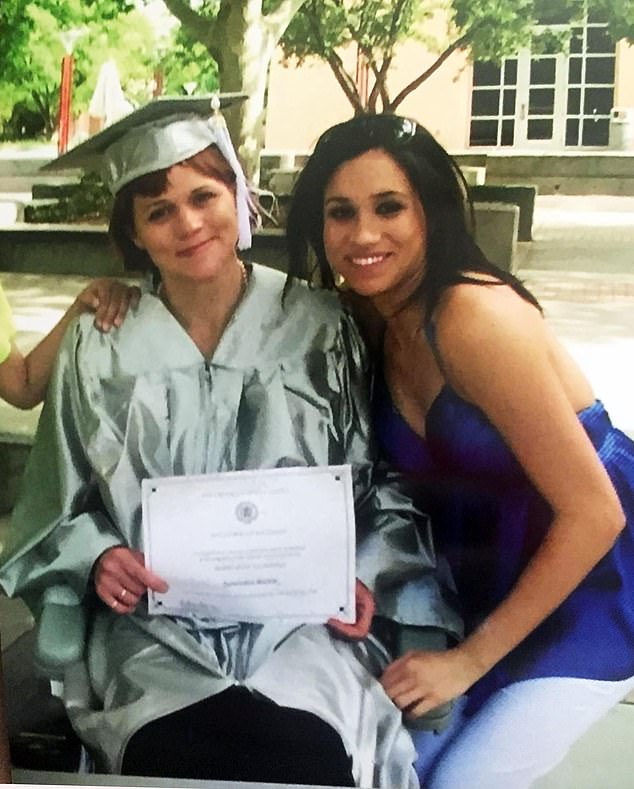 Meghan Markle and her half-sister are pictured together at Samantha's graduation in 2008