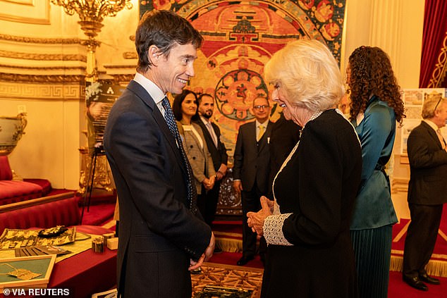 Queen Camilla with former Conservative MP and podcaster Rory Stewart