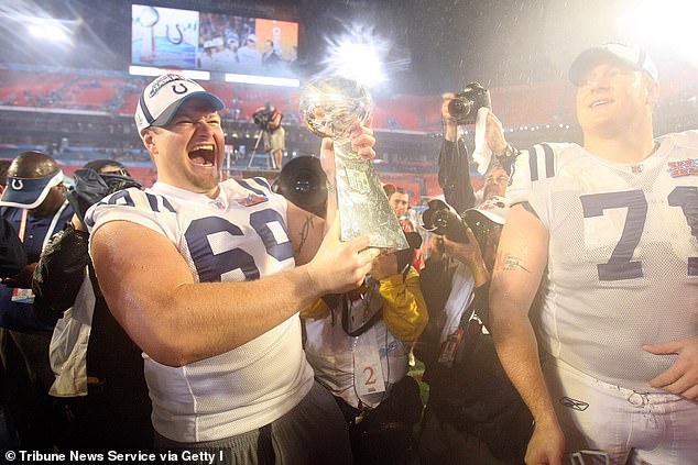 Ulrich won the Super Bowl with the Colts – here he is pictured holding the trophy in 2007