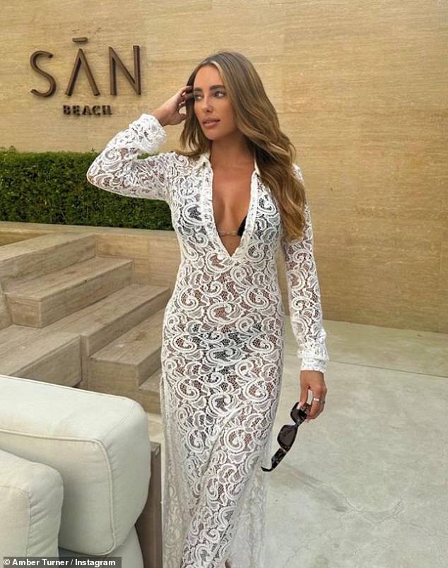 Stunner: The TOWIE star, 30, took to Instagram on Thursday to post some stunning photos from her visit to San Beach Dubai