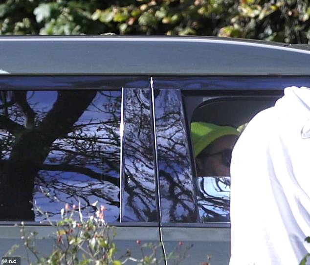 Pictured: Russell drove to his Oxfordshire pub in his £90,000 Land Rover Defender on Thursday to talk to staff about the property's ongoing renovations