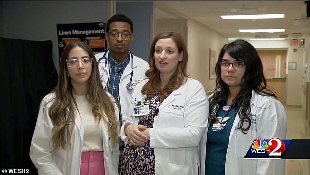 Dr.  Brenner (third from left) says the team checked for his pulse and, finding none, immediately began CPR