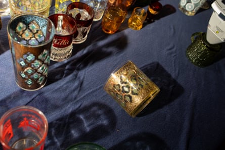 Vintage glassware in Rubin's storage room.