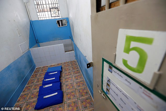 A view of a cell and toilet, where five prisoners sleep, in Klong Prem in Bangkok in 2016
