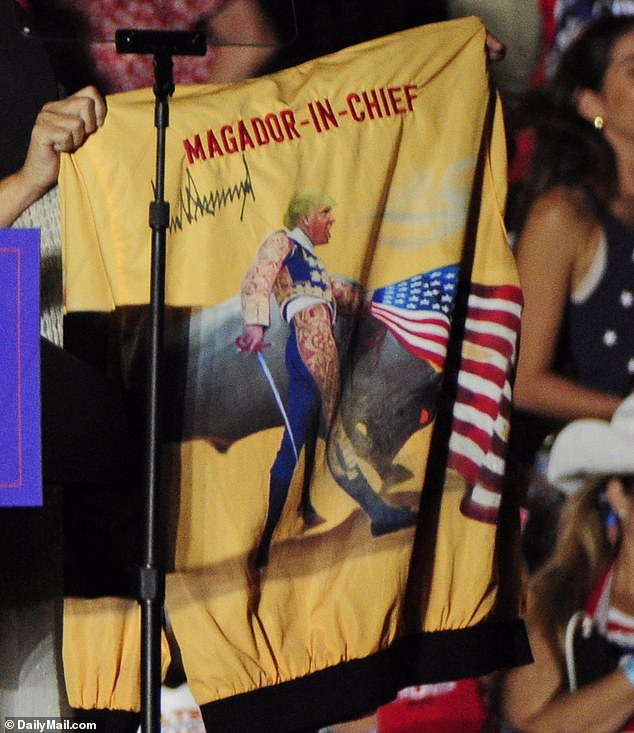 She then unveiled a new campaign sweatshirt with the words 