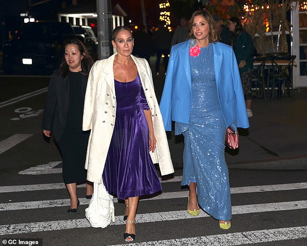 Catching up: The Hocus Pocus actress was joined by designer Lele Sadoughi, who also donned a striking look for the nighttime excursion