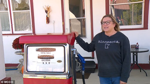 Missy Meyer (pictured), 58, and her daughter Sarah Mensing, 24, showed off their creativity by transforming an old Mobil gas station, built in 1975, into a beautiful home where Airbnb guests could stay for $130 a night