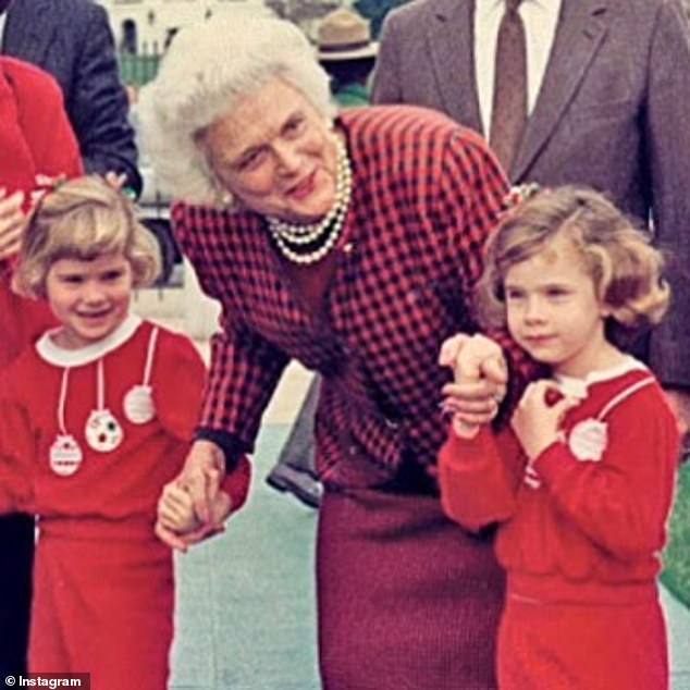 Twins Jenna and Barbara pictured with the former First Lady in their youth