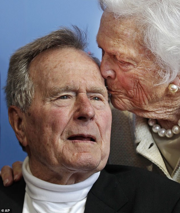 Barbara pictured with her husband, President George HW Bush, in June 2012