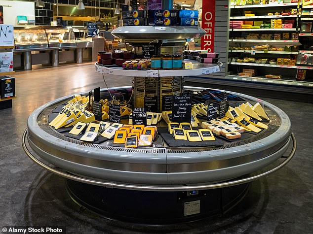 A view of the self-serve cheese counter at Booths store in Ripon, North Yorkshire