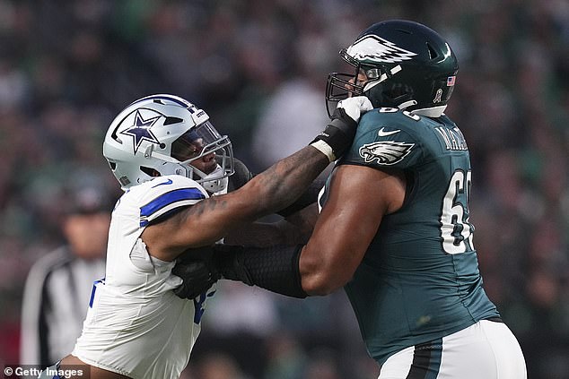 The NRL is rightly regarded as one of the toughest contact sports leagues in the world, but Mailata (pictured left, playing against the Dallas Cowboys) says the battle in the trenches of the NFL is tougher.