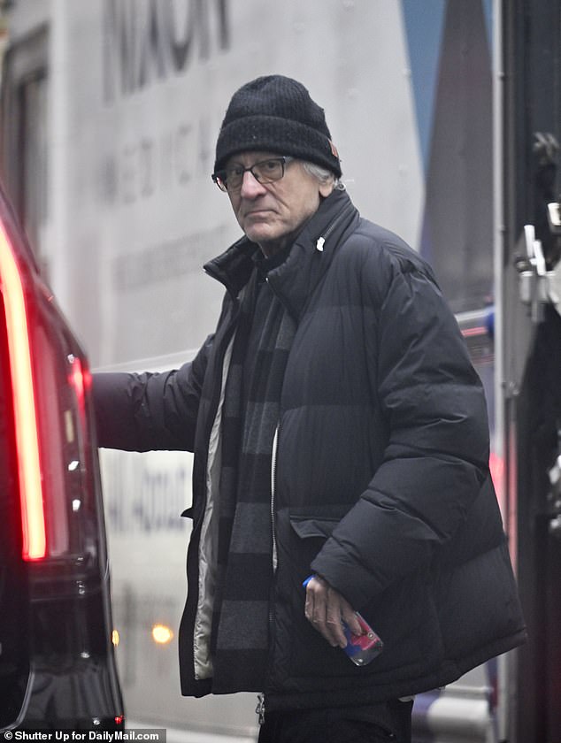 The Oscar-winning actor wore a beanie to combat the elements on a chilly New York morning