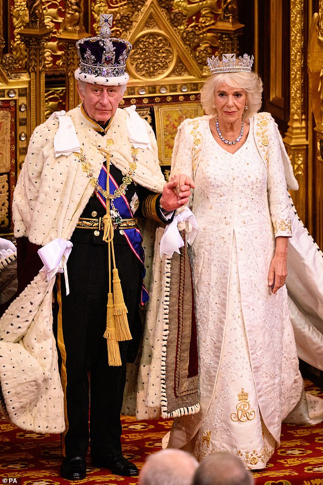 Friends say Charles (pictured with Camilla at the State Opening of Parliament) is 'invigorated' by the challenge of becoming monarch and won't worry much about reaching his latest milestone on Tuesday