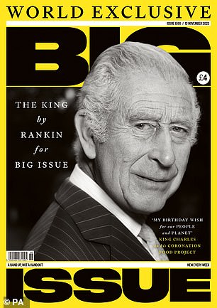 The portrait appears on the cover of Big Issue magazine on Monday