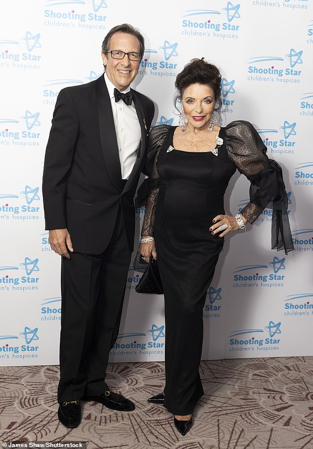 Dynamic duo: Also in attendance was Dame Joan Collins, 90, who was the epitome of elegance, and her husband, Percy Gibson, 58