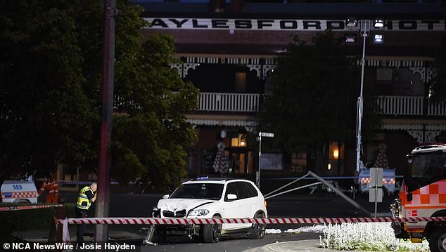 A BMW SUV mowed down guests dining in the outdoor beer garden, located below a hill near a roundabout