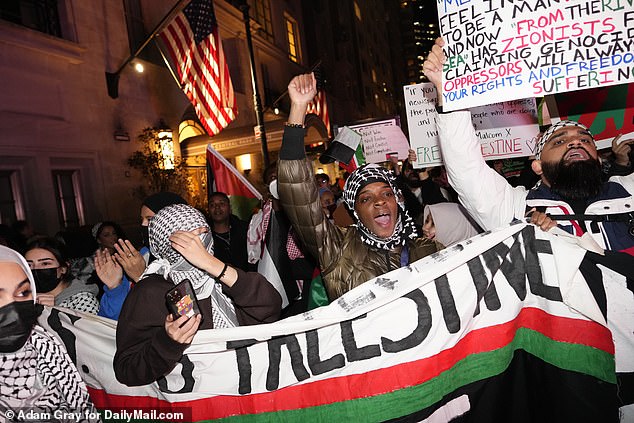 Activists in New York City demanded an end to the war between Israel and Hamas on Friday evening