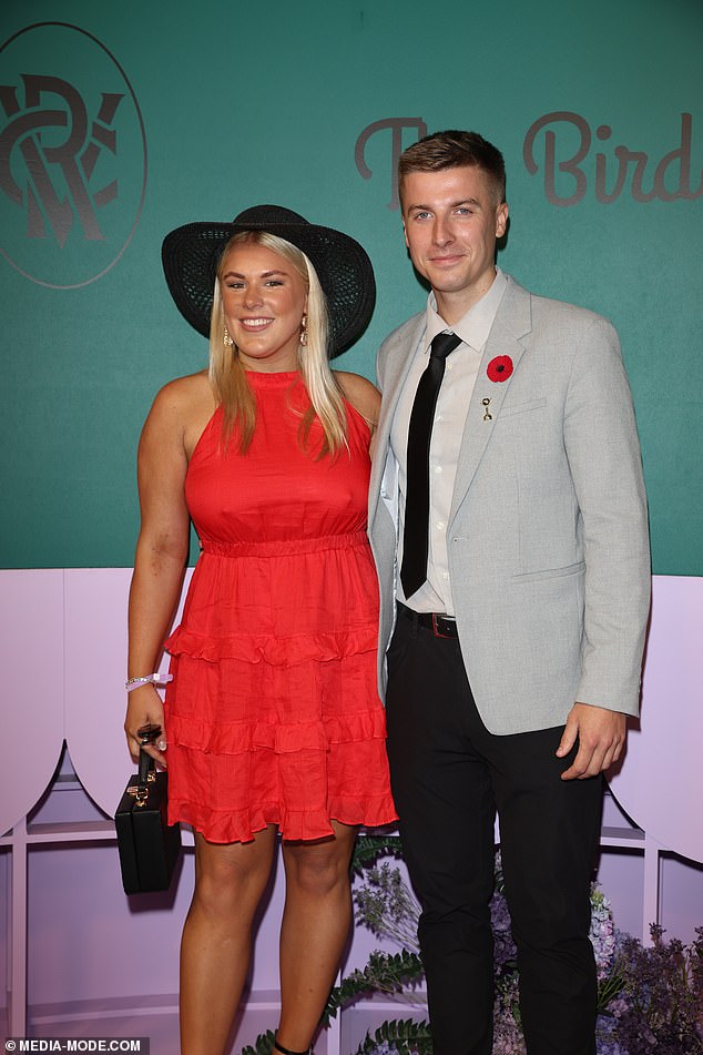 She was joined by her boyfriend Alex Heath in the Birdcage during the spring racing event.