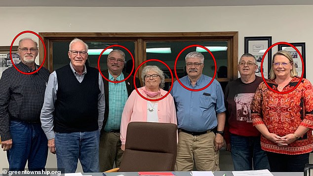 Voters in Green Charter Township, Michigan, recalled all five city council members (circled) on Tuesday over their support of a Chinese-linked company's plans for a battery factory.