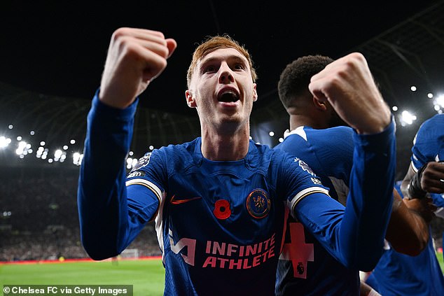 Palmer celebrates one of Nicolas Jackson's goals as Chelsea beat Tottenham earlier this week