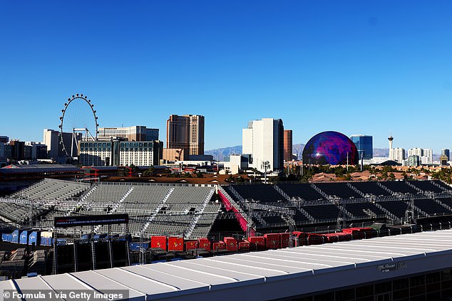 The grandstands were built to give Vegas a never-before-seen look during race week