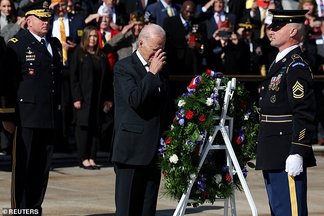 Biden, 80, paid his respects to the service's fallen soldiers, saying that 