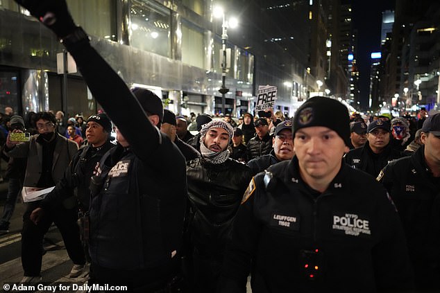 The NYPD arrested several protesters who tried to enter the station on Friday evening