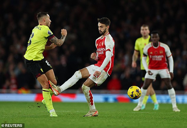 Fabio Vieira was sent off for a tackle on Josh Brownhill and Arteta says it was the right decision