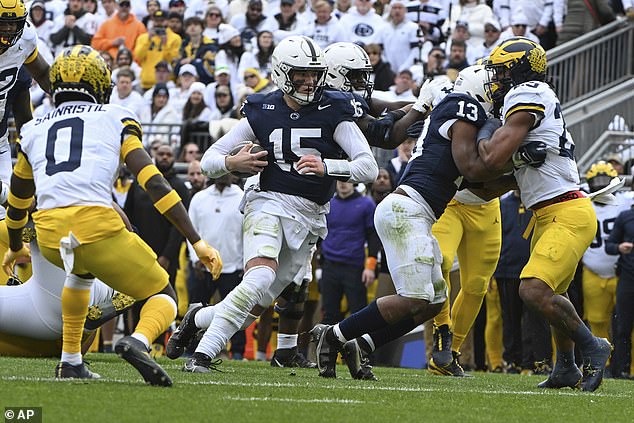 Penn State quarterback Drew Allar scored a rushing touchdown in the second quarter