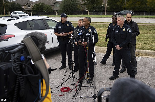 Interim Austin Police Chief Robin Henderson speaks to the press about the shooting of an Austin Police Department officer