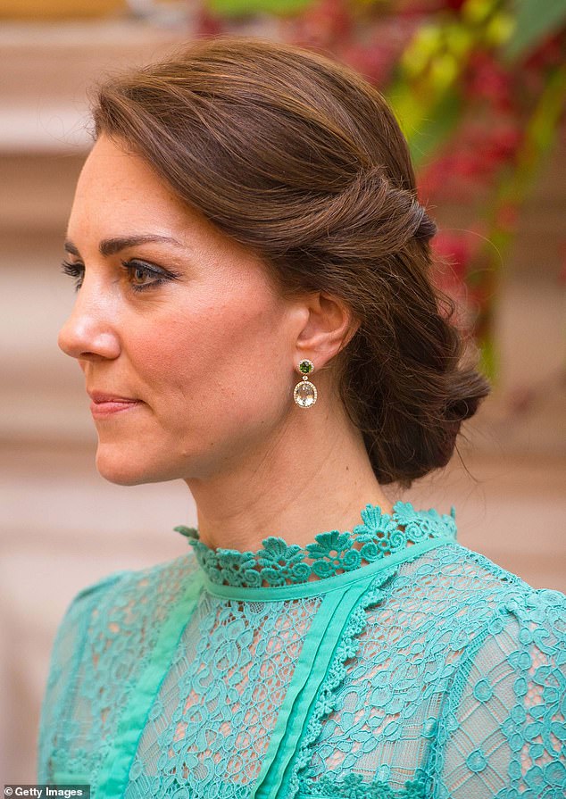 William reportedly gifted Kate a pair of green tourmaline, green amethyst and diamond earrings after Princess Charlotte's birth in 2015