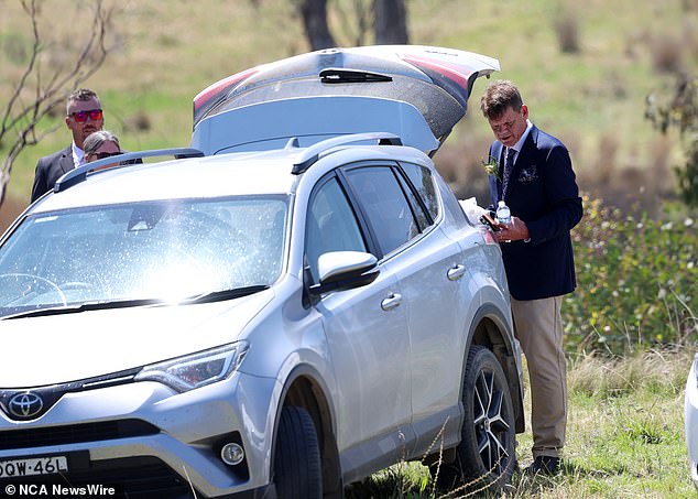 Pictured: Guests arrive at Barnaby Joyce and Vikki Campion's wedding on Sunday